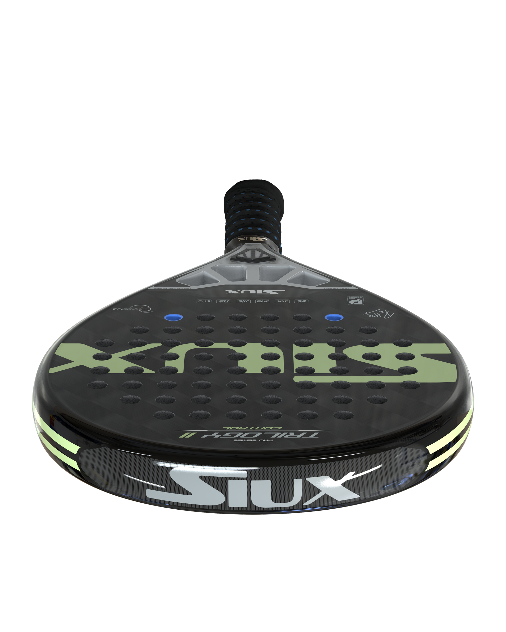 White SHOCKOUT padel racket protector with a ball design